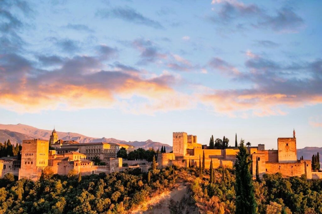 view of Alhambra Palace from Mirador de San Nicolás