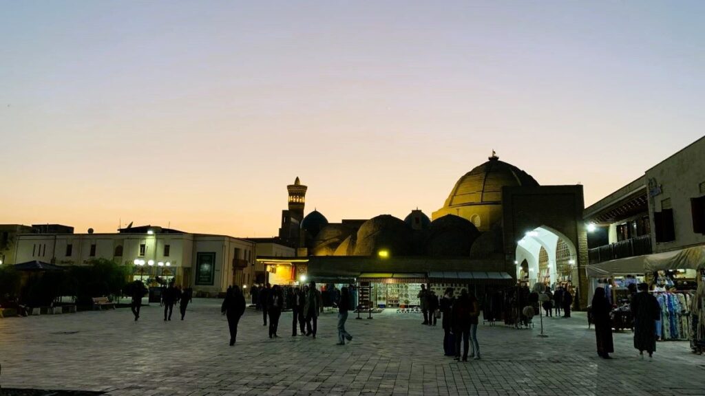 Bukhara trading domes at night