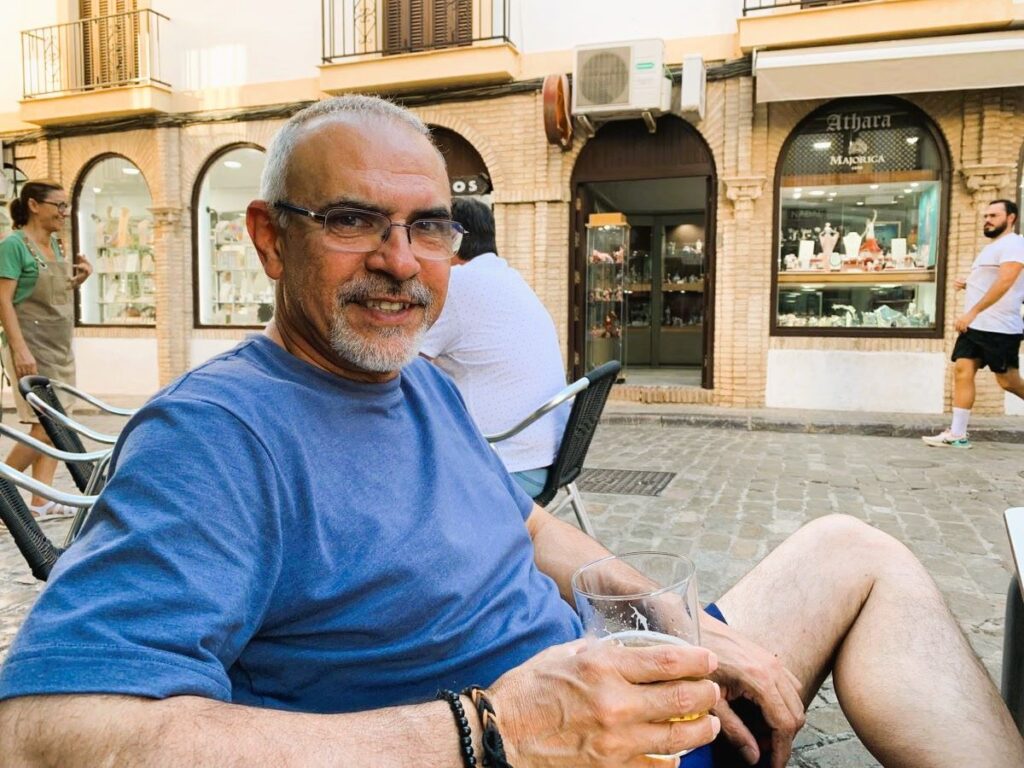 Enjoying a nice drink at one of the street bars in Cordoba