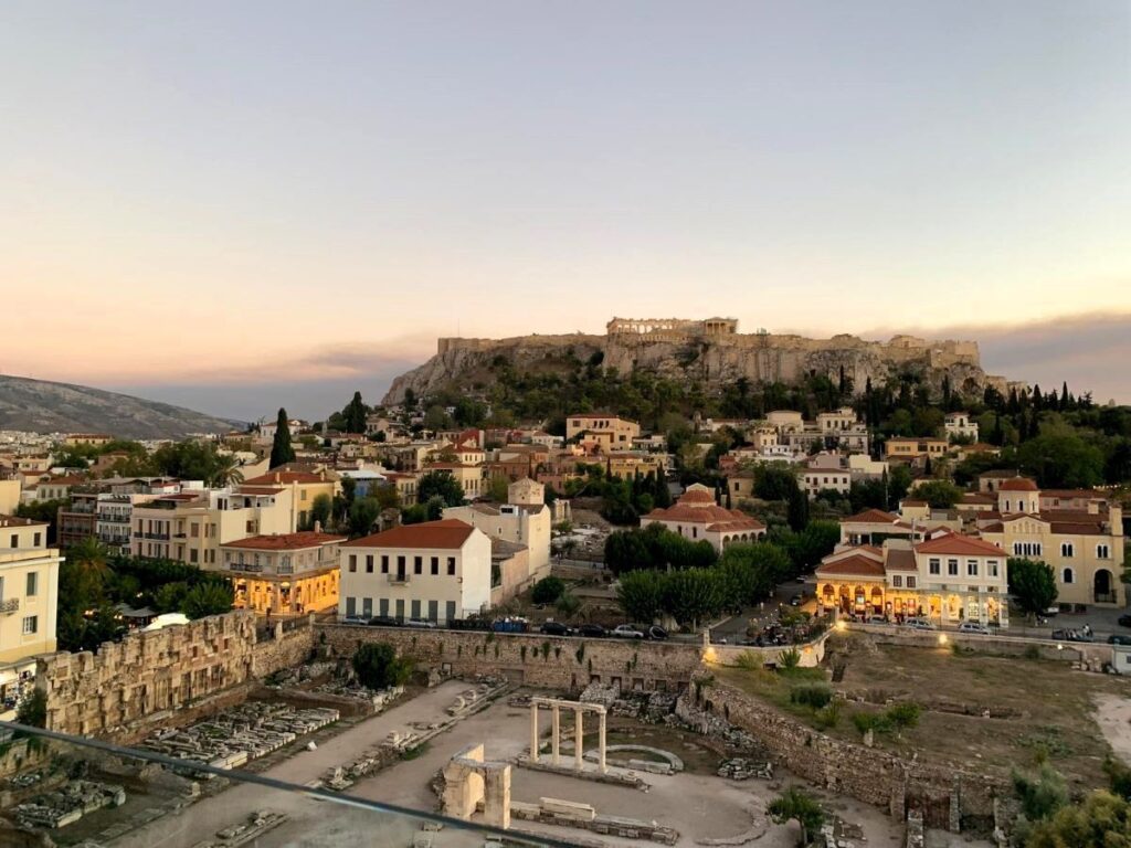 View of Athens neighborhoods from Anglais rooftop bar