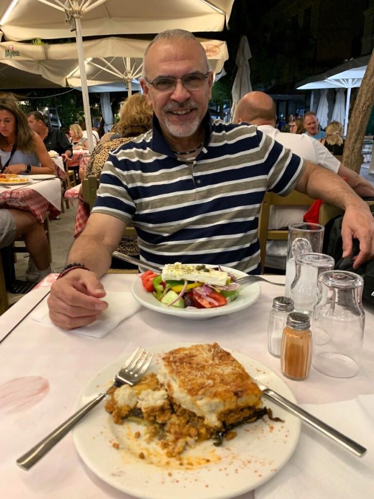 Athens food - Moussaka and Greek Salad