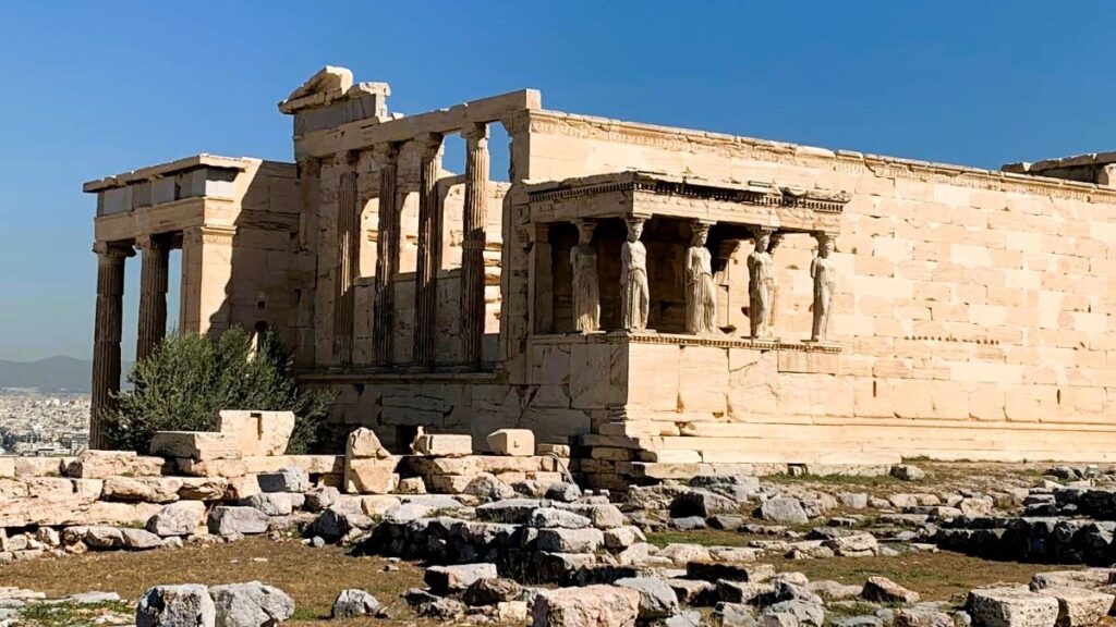 The Erechtheion, with the six sculpted female figures supporting the roof