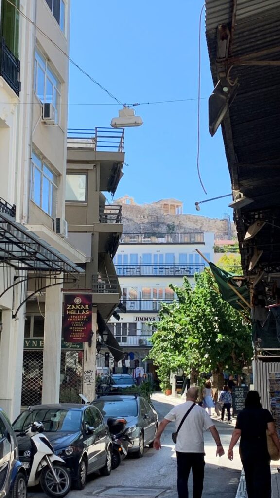 View of the Acropolis from a street