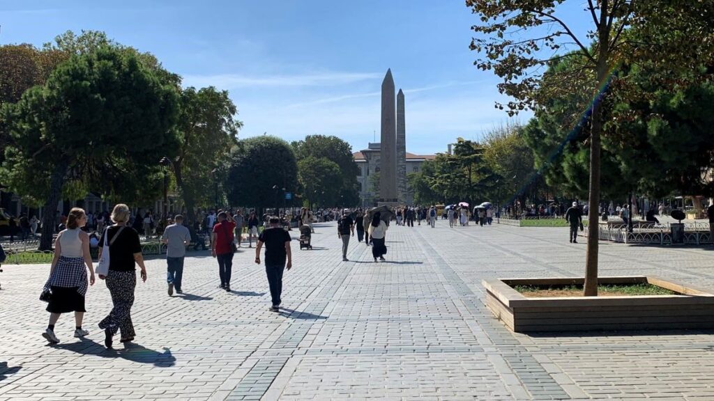 Obelisk and Hippodrome of Constantinople in Sultanahmet Square in Istanbul