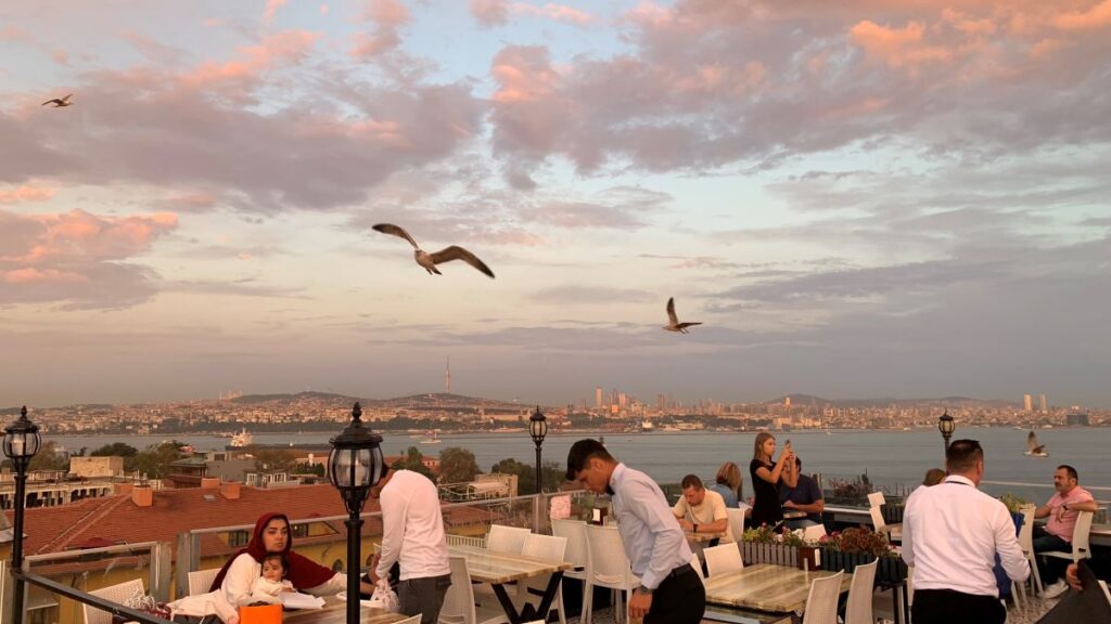 View of the Bosphorus from Seven Hills Rooftop bar