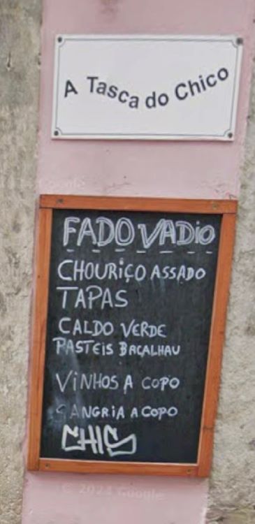 Tasca do Chico Sign at entrance