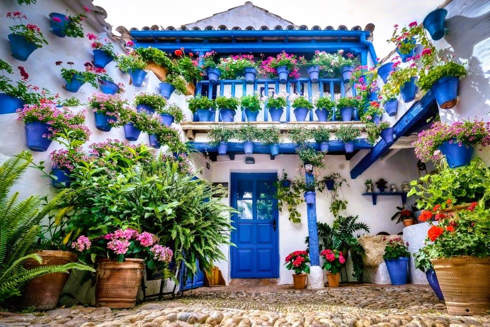 Cordoba Courtyards Courtyard with flowers in Cordoba Jewish Quarter