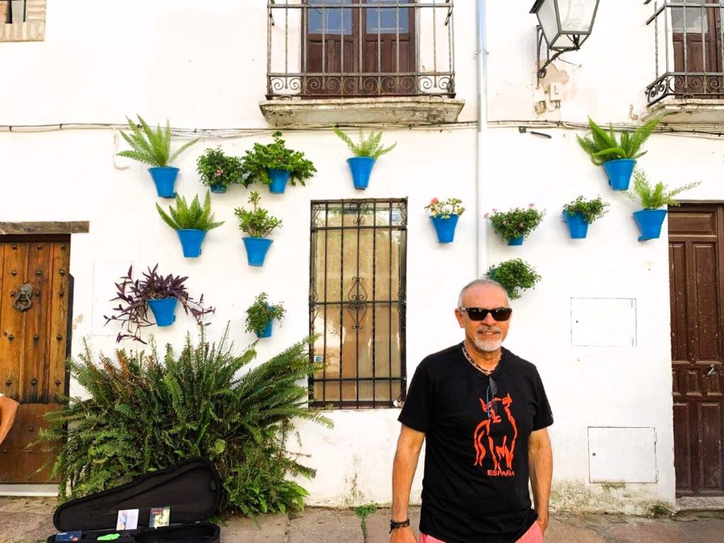 Cordoba Jewish Quarter wall with flowers