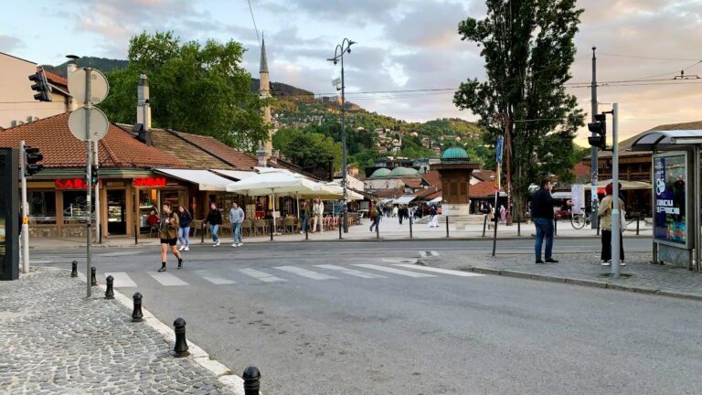 Sarajevo view of Square and shops Is Sarajevo worth visiting - Sarajevo Square
