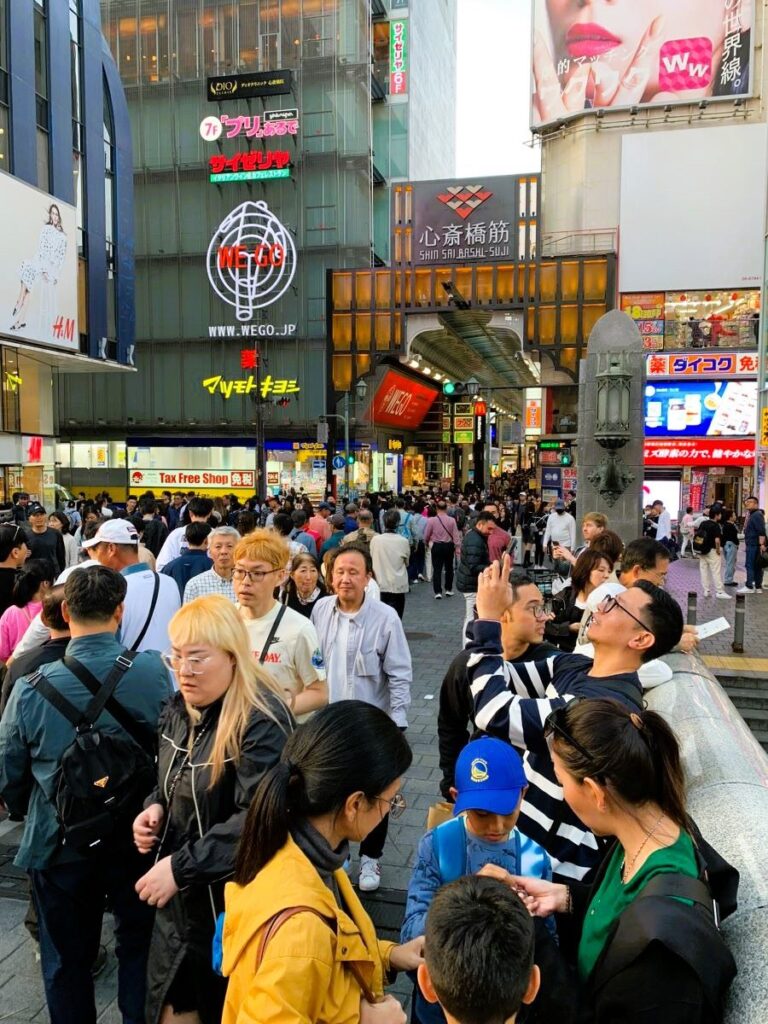 Osaka Shinsai Bashi tourists Osaka Shinsai Bashi in Tokyo vs Osaka