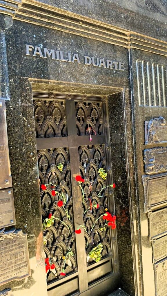 Recoleta Cemetery in Buenos Aires Evita Peron tomb door Door of Evita Peron's tomb in Recoleta Cemetery in Buenos Aires