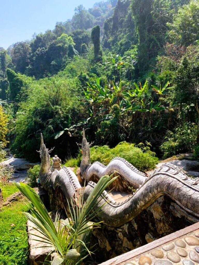 Chiang Mai Wat Pha Lat steps with dragons
