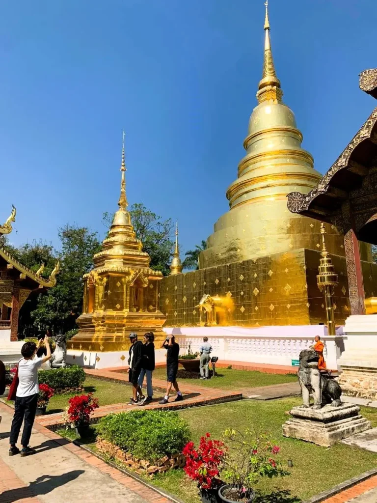 Beautiful golden domes of Wat Phra Sing in Chiang Mai