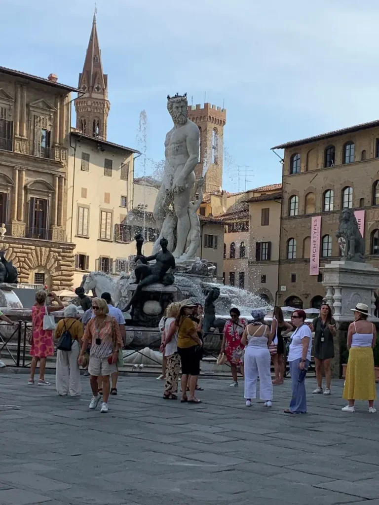One of the sights on a Florence 3 day itinerary is The Fountain of Neptune at Piazza della Signoria