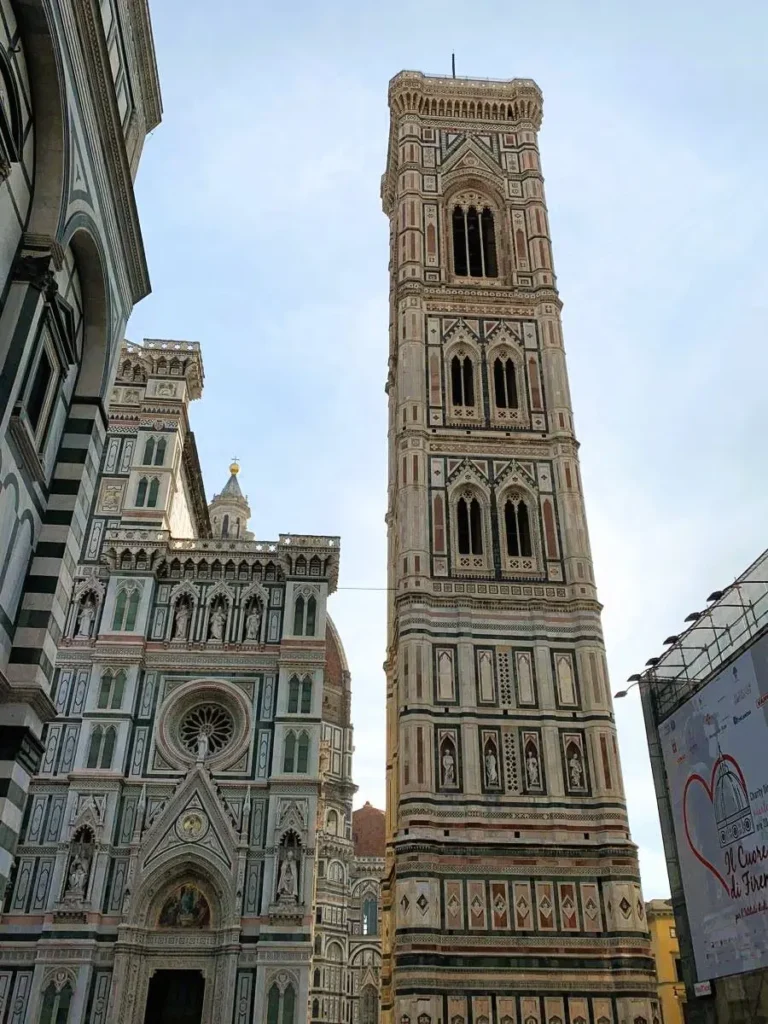 Giotto's Bell Tower in Florence showcases the Florentine Gothic architecture