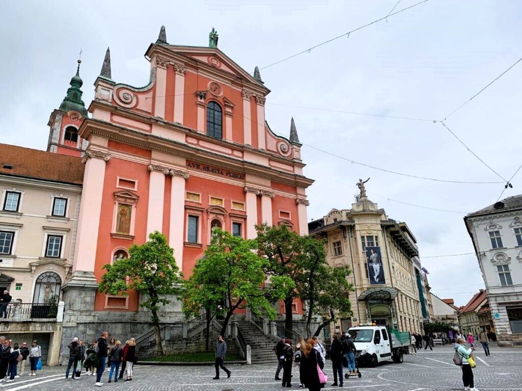 Ljubljana Franciscan Church Preseren Square in Ljubljana - For Slovenia Travel Guide