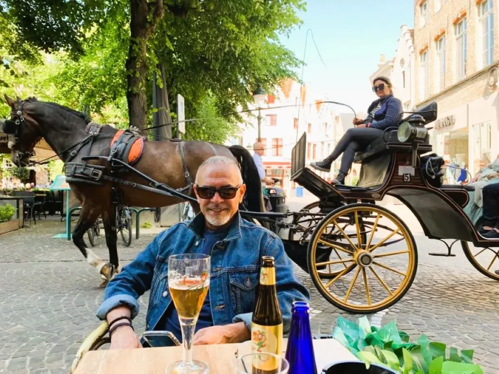 Enjoying a chilled beer in Bruges