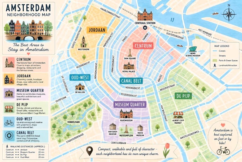 Best areas to stay in Amsterdam map Best areas to stay in Amsterdam map
